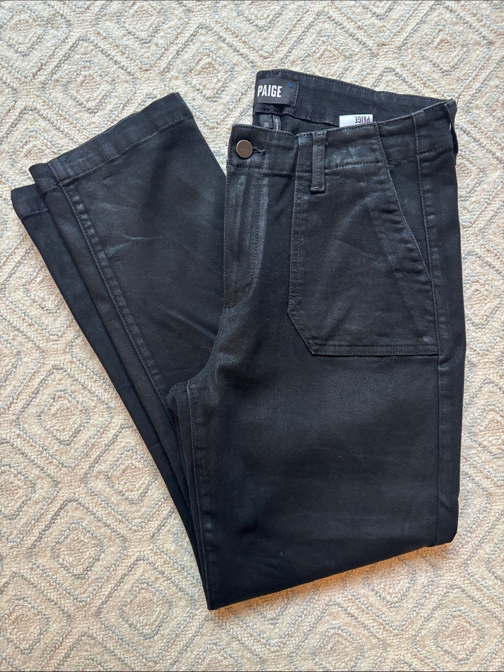PAIGE Black Slim Straight Jeans